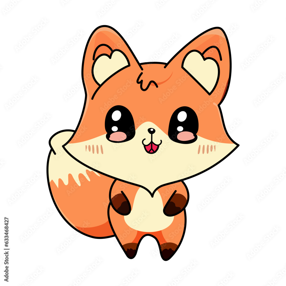 fox orange, kawaii funny cute vector illustration fox orange, kawaii funny cute vector illustration