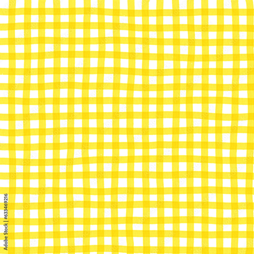 Yellow Gingham Hand Drawn Background Yellow Gingham Hand Drawn Background