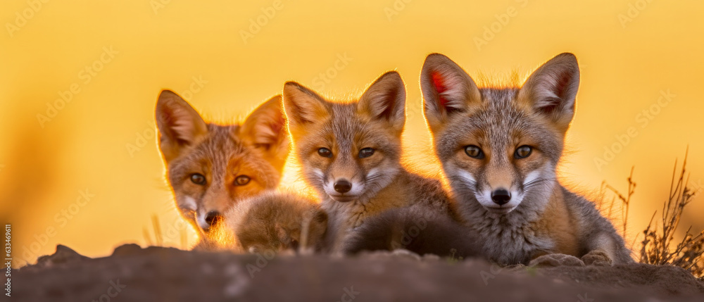 A group of Fox Cub - Generative AI A group of Fox Cub - Generative AI