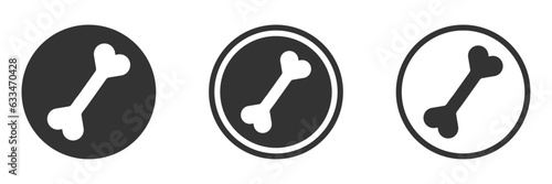 Dog bone flat graphic vector icons set