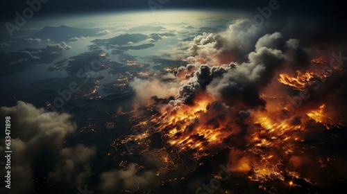 "Nature's Fury Unleashed: Dramatic visuals portraying the untamed power of forest fires as they engulf areas in flames. 