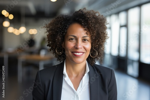 Middle aged african american business woman looking at camera in office