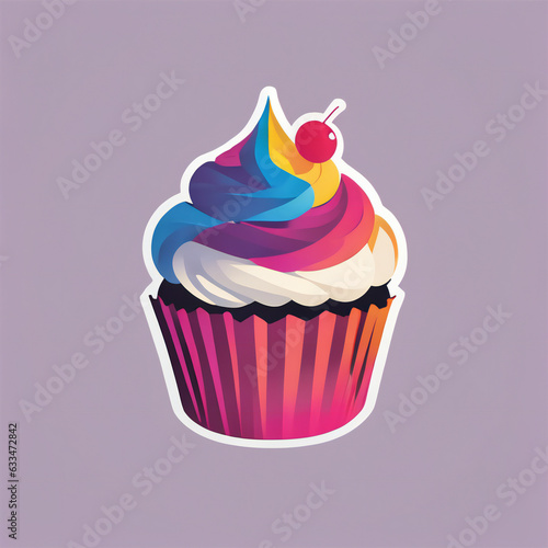 Cupcake illustration  minimalist  vibrant colors