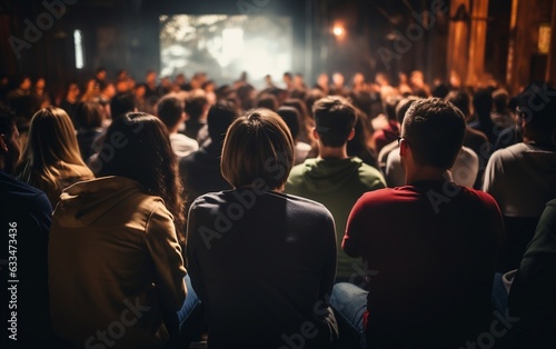 Listening Crowd in Blurred View. Generative AI