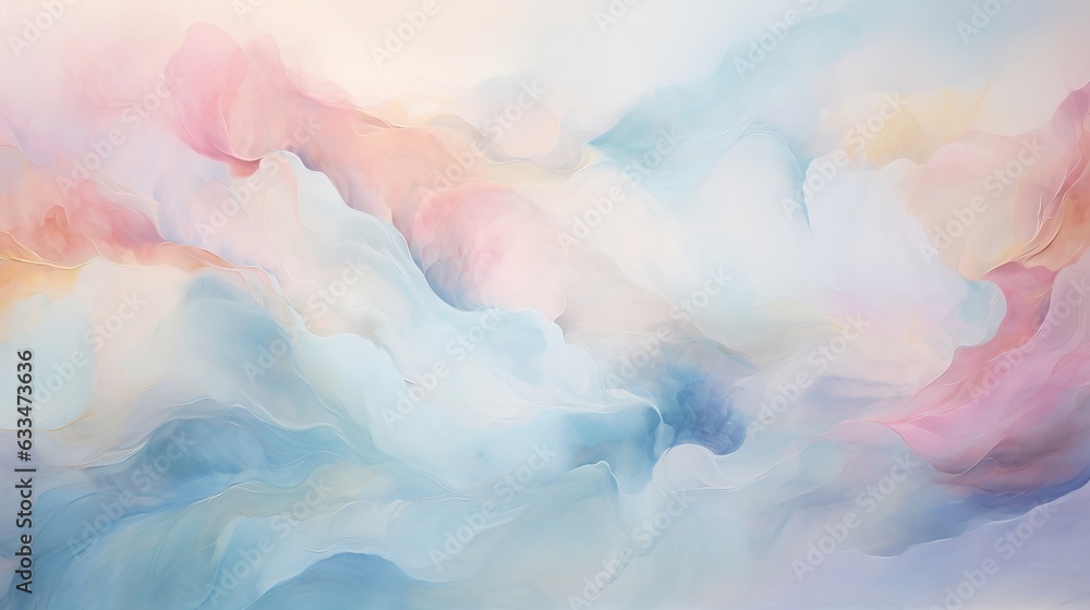  an abstract painting of blue, pink, and yellow colors.  generative ai