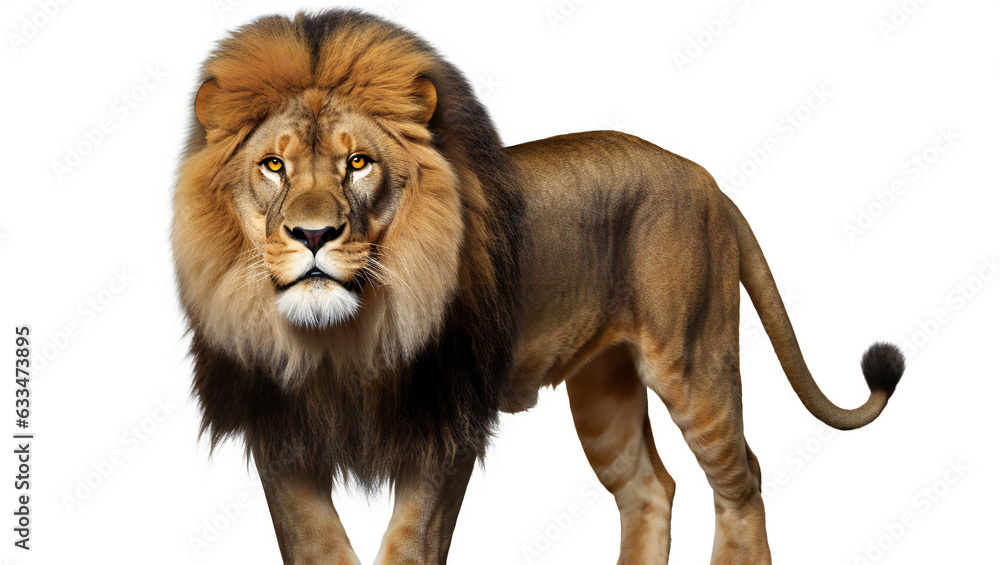  rendering of a big male lion isolated on white background