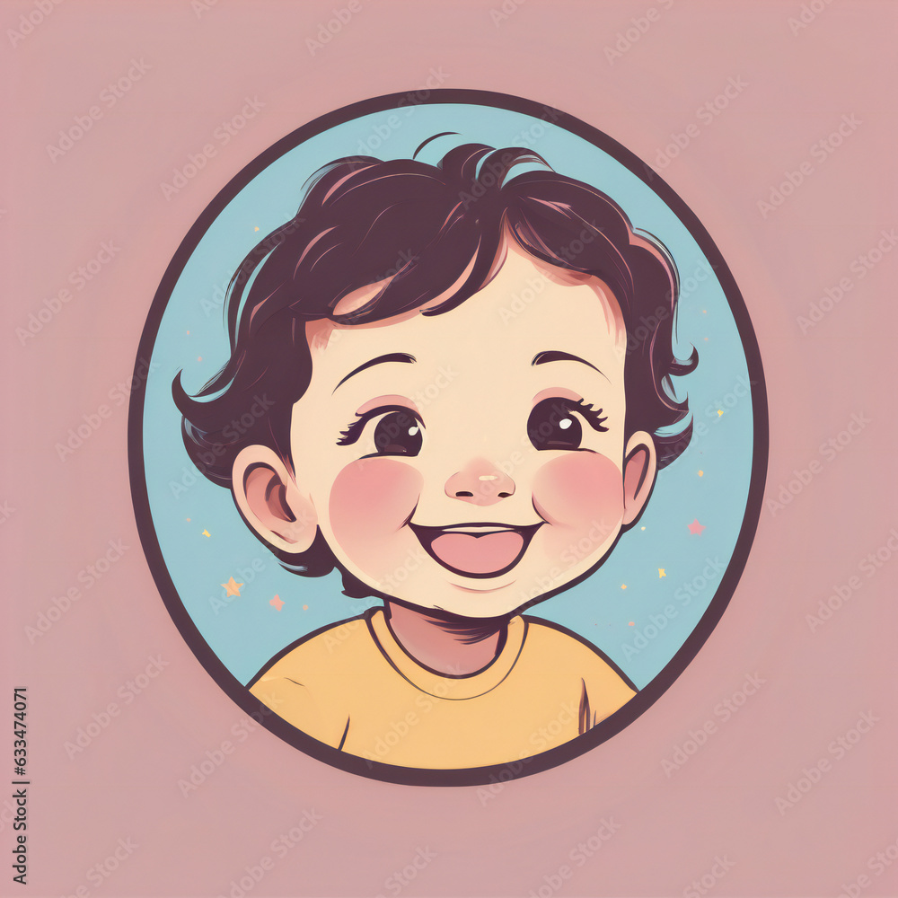 Happy child illustration, detailed, pastel colors Happy child illustration, detailed, pastel colors