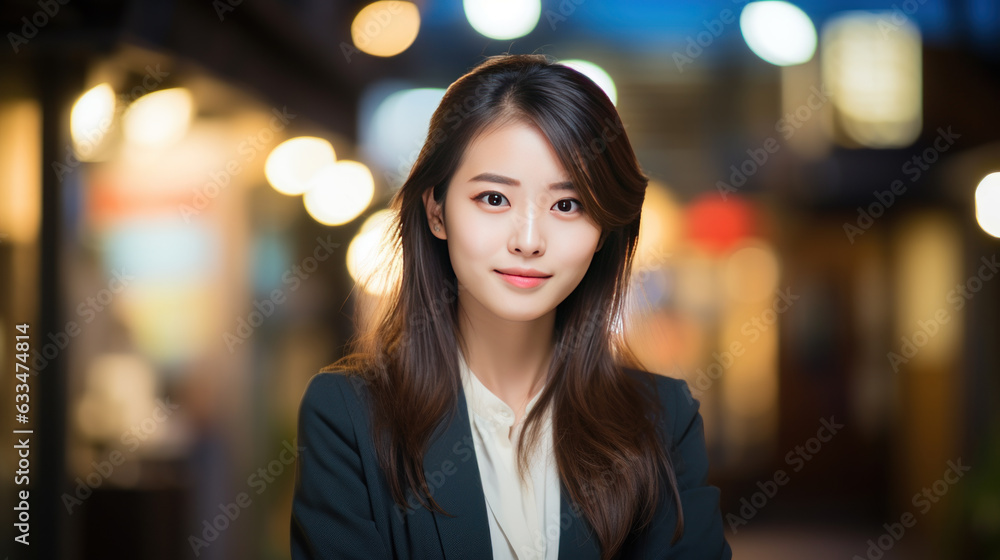 Japanese business woman closeup in the office, generative ai Japanese business woman closeup in the office, generative ai