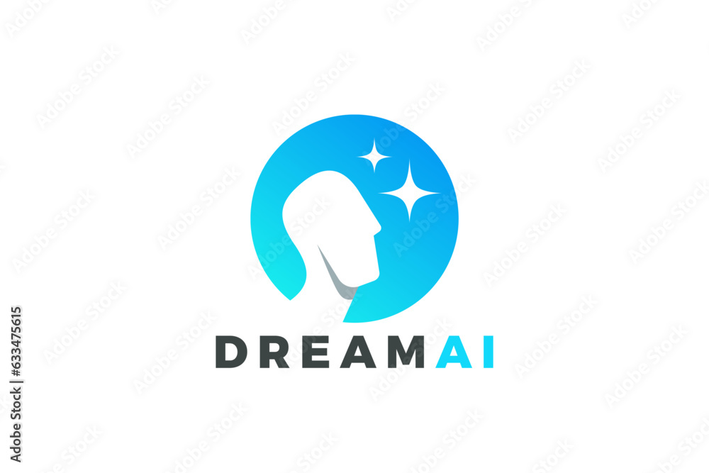 AI Artificial Intelligence Logo Virtual Reality Vector design.