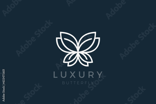 Butterfly Wings Logo Abstract Luxury Design Vector Linear Outline style.