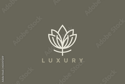 Flower Logo Tulip Abstract Liear Outline Vector Design. © sellingpix