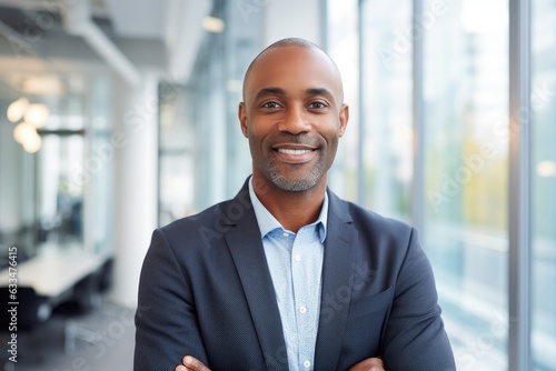 Portrait of a middle aged african american businessman looking at the camera in an office