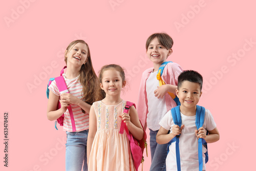 Little pupils with backpack...