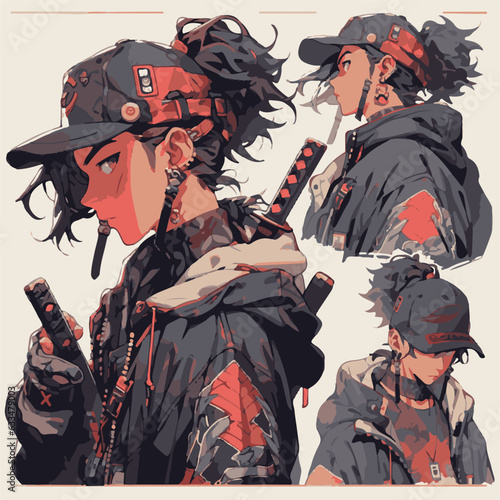 Vector illustration of Retro Anime