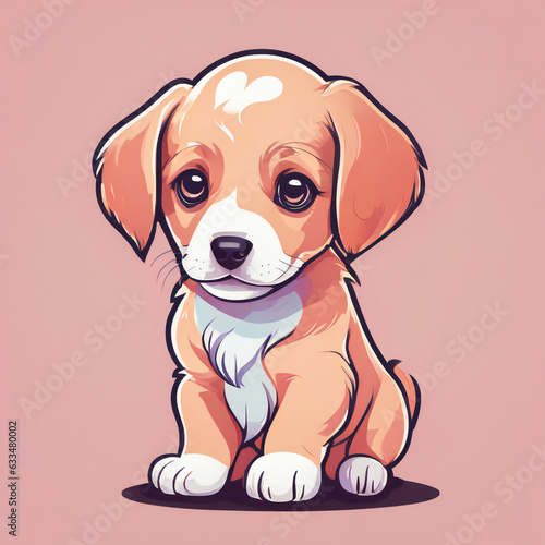 Puppy illustration  2d  pastel colors 