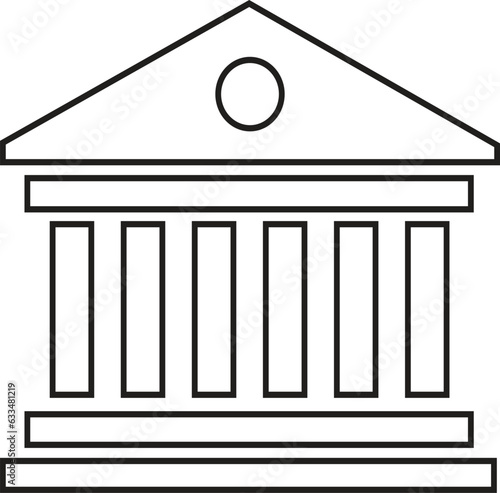  black line Bank icon. Suitable for website design, logo, app, template, and ui. Bank building, best line icon on white background,