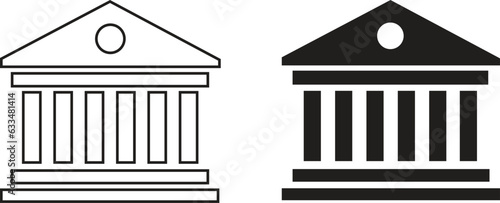 set of black Bank icon. Suitable for website design, logo, app, template, and ui. Bank building, best line icon on white background,