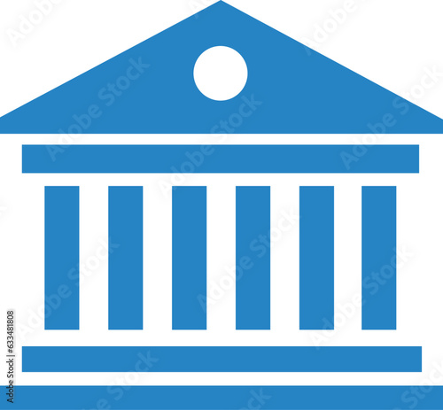 blue Bank icon. Suitable for website design, logo, app, template, and ui. Bank building, best line icon on white background,