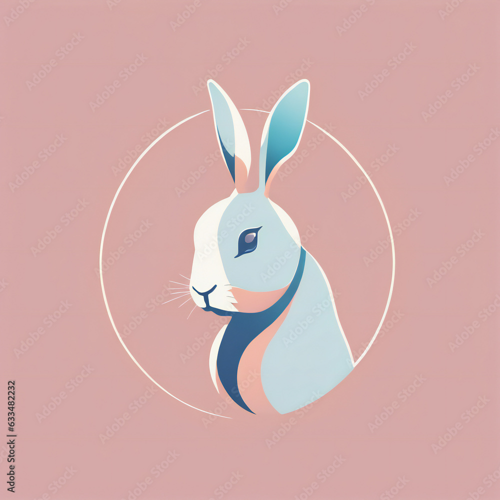 Obraz premium Rabbit illustration, minimalist, pastel colors