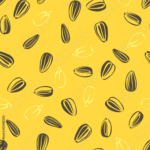 Sunflower seeds seamless pattern. Vector food background.