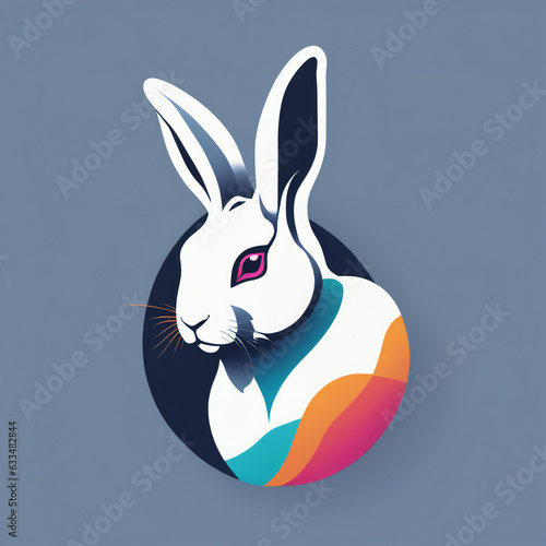 Rabbit illustration  minimalist  vibrant colors