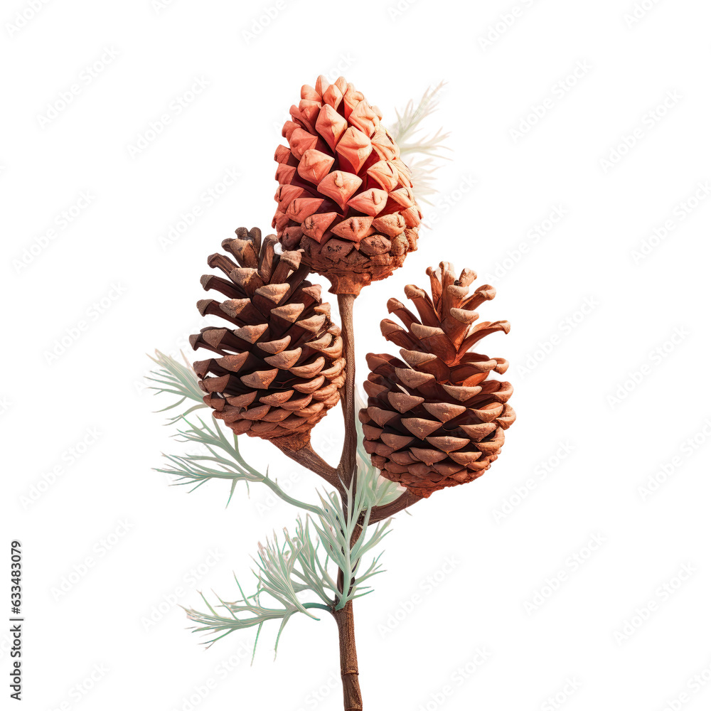 transparent background with isolated pinecones