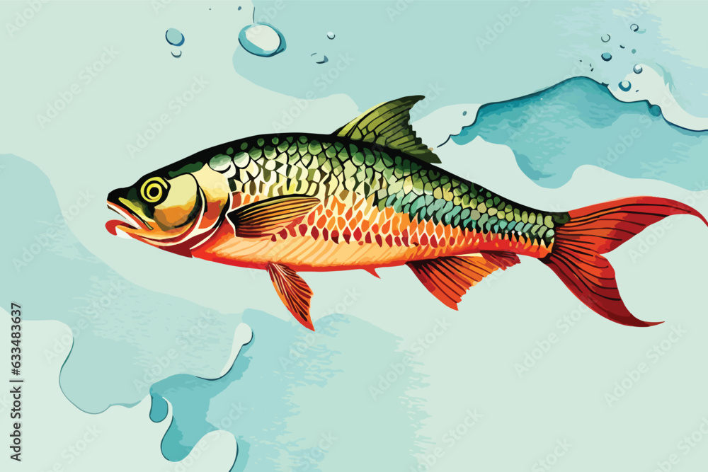 Carp fish watercolor art Carp fish watercolor art