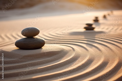 Zen Circles and Cairn in Sand and Stones