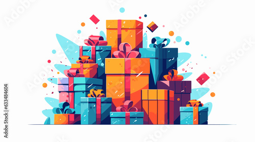 Figure gift box with birthday attributes on white background vector