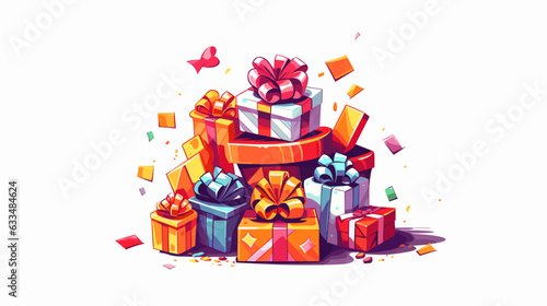 Figure gift box with birthday attributes on white background vector
