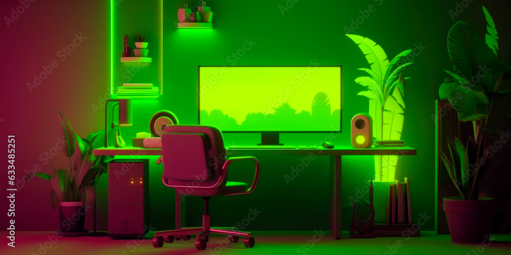 Futuristic modern office. Business corporation room - Generative AI