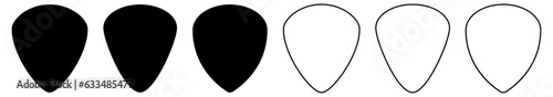 Collection of guitar pick icons. Flat and line art style. Vector illustration photo