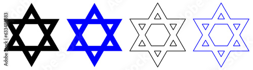 Set of star of David in different variation. Judaism symbol. Vector illustration isolated on white background