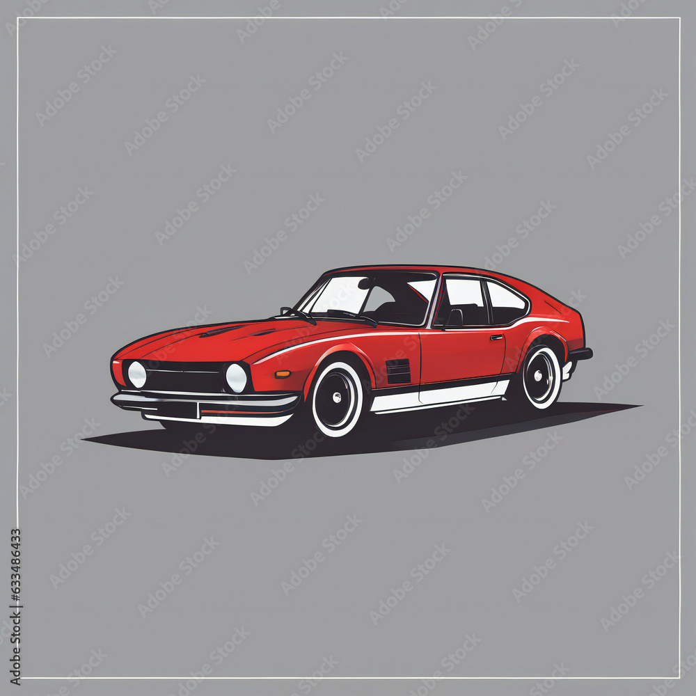 Red car illustration, minimalist