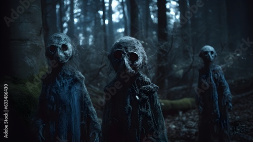 scary halloween skeleton in spooky forest generative art