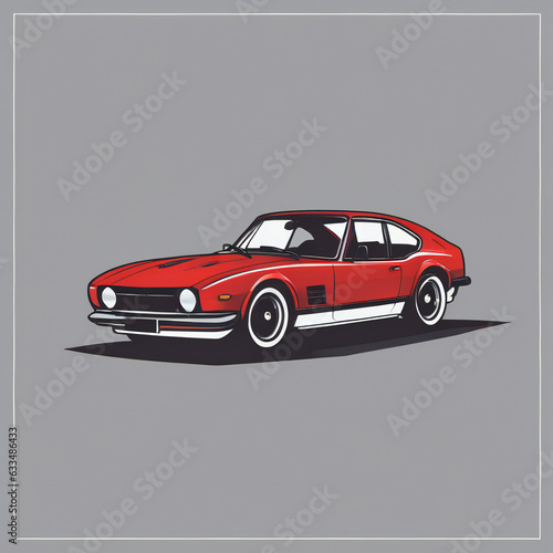 Red car illustration  minimalist