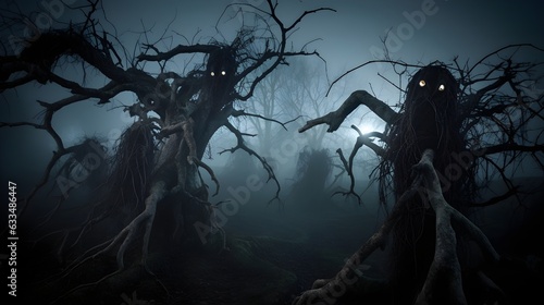 scary spooky trees halloween scene generative art © Giancarlo