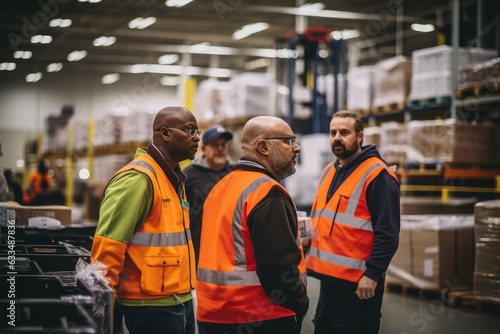 Mixed and diverse group of people working in a warehouse © NikoG