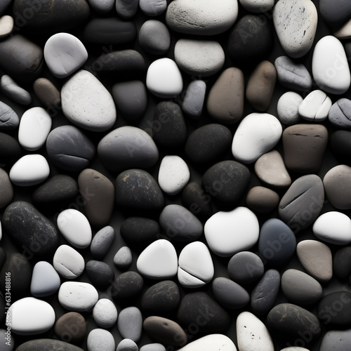 River Rocks in black  white and grey. Tiled or repeating pattern. 