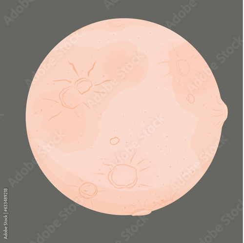 Super full moon on dark background. Vector illustration. Pink dust on lunar craters. Earth's satellite, celestial body. Dream. 