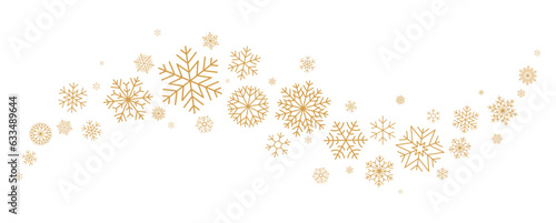 Snowflakes border, gold Christmas banner, divider