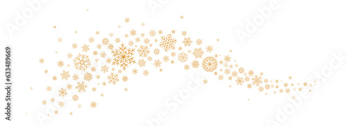 Snowflakes border, gold Christmas banner