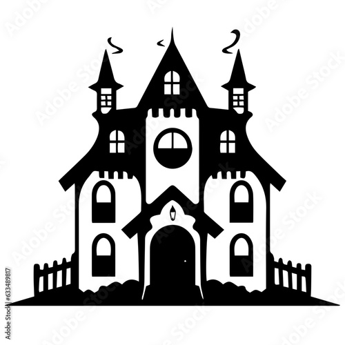 Illustration of silhouette a scary house. Mystical house with monsters and ghost for Halloween © DLC Studio