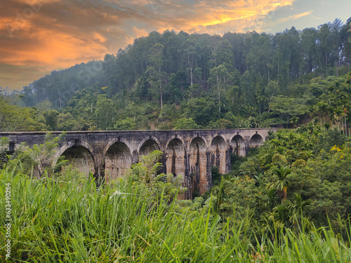 Tranquil Elegance: Discovering the Enchanting Nine Arch Bridge in Ella, Sri Lanka.