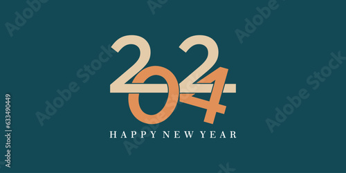 2024 happy new year logo design with 2024 number design vector