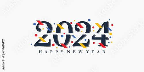 2024 happy new year logo design with 2024 number design vector