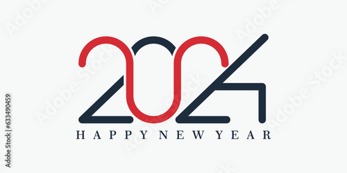 2024 happy new year logo design with 2024 number design vector