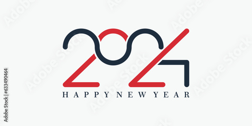 2024 happy new year logo design with 2024 number design vector