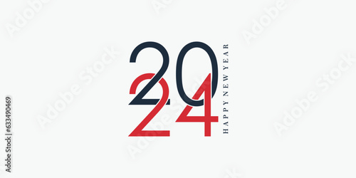 2024 happy new year logo design with 2024 number design vector