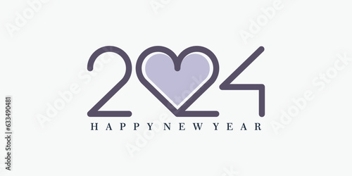 2024 happy new year logo design with 2024 number design vector